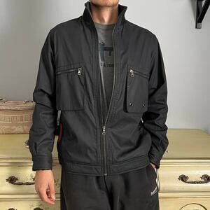 Prada navy black striped bomber